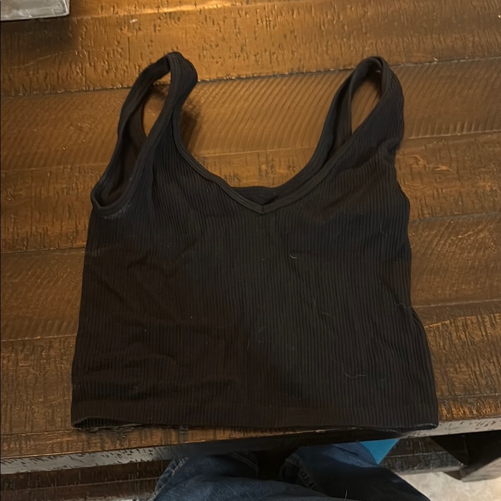 Black Ribbed Crop Top